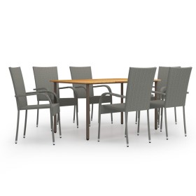 Set de muebles de comedor de jardín 7 piezas de ratán PE