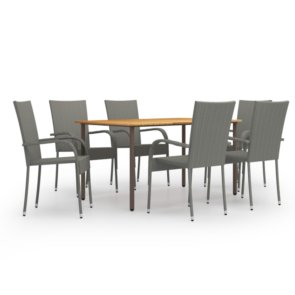 Set de muebles de comedor de jardín 7 piezas de ratán PE