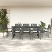 Juego de comedor para jardín 9 piezas acero y textilene negro