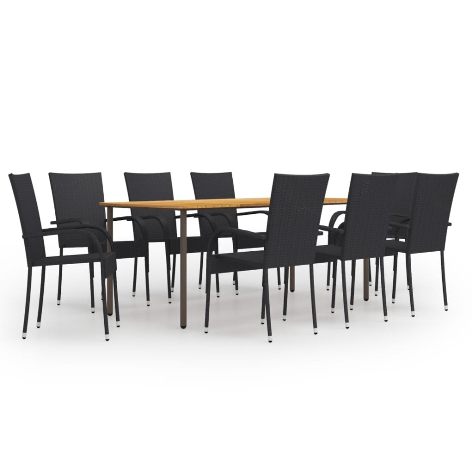 Set de muebles de comedor de jardín 9 piezas ratán PE