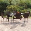 Juego de comedor de jardín 7 piezas ratán sintético marrón