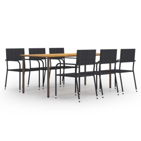 Set de muebles de comedor de jardín 7 piezas ratán PE