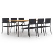 Set de muebles de comedor de jardín 7 piezas ratán PE negro