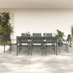 Juego de comedor para jardín 9 piezas acero y textilene negro
