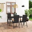 Juego de comedor para jardín 5 piezas negro y marrón