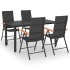 Juego de comedor para jardín 5 piezas negro y