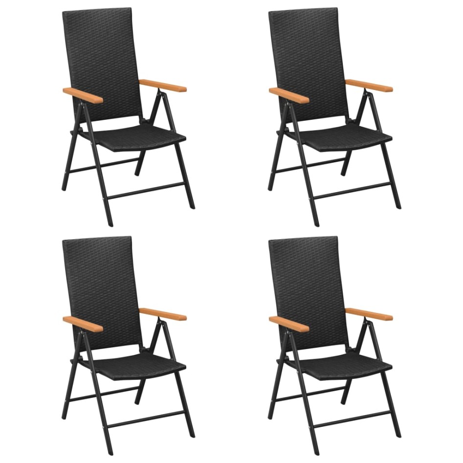 Juego de comedor para jardín 5 piezas negro y