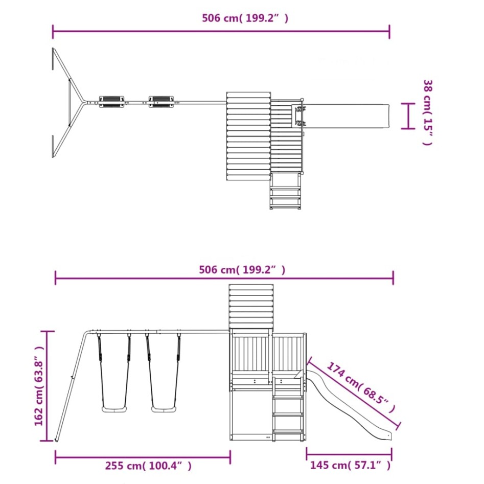Parque infantil de exterior madera maciza de