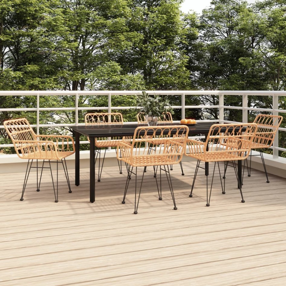 Juego de comedor de jardín 7 piezas ratán