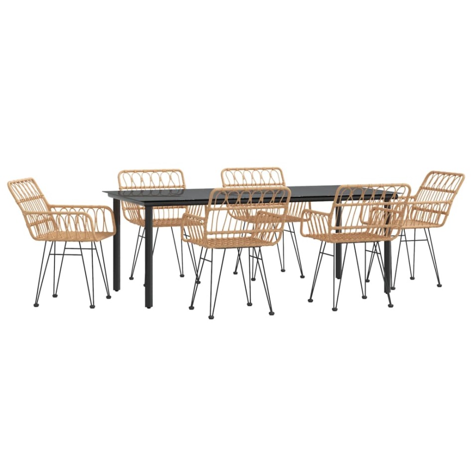 Juego de comedor de jardín 7 piezas ratán