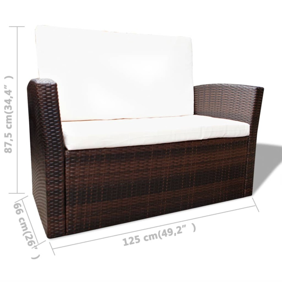 Set muebles de jardín 4 piezas y cojines ratán sintético