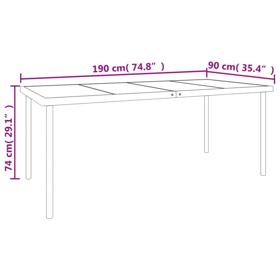Juego de comedor para jardín 9 piezas acero y textilene