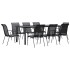 Juego de comedor para jardín 9 piezas acero y textilene