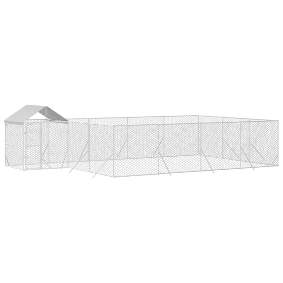 Perrera de exterior con toldo acero galvanizado plata