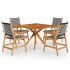 Juego de comedor de jardín 5 piezas madera maciza de