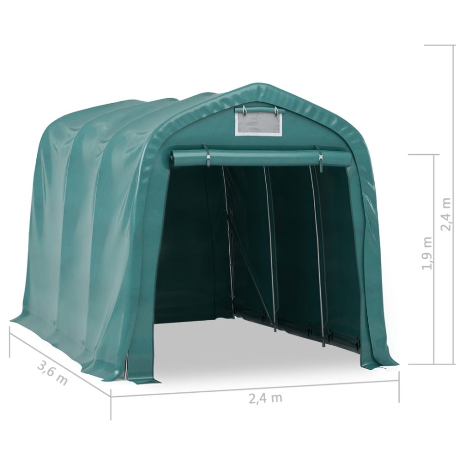 Carpa garaje de almacenamiento PVC verde 2,4x3,6