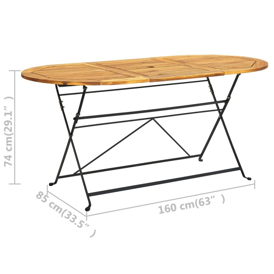 Comedor de jardín plegable 9 piezas de madera maciza de