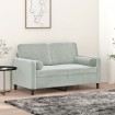 Sofá de 2 plazas con cojines terciopelo gris claro 120 cm