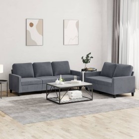 Juego de sofás con cojines 2 piezas terciopelo gris