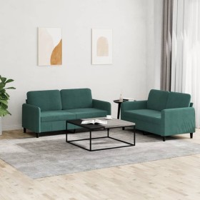 Juego de sofás 2 piezas terciopelo verde