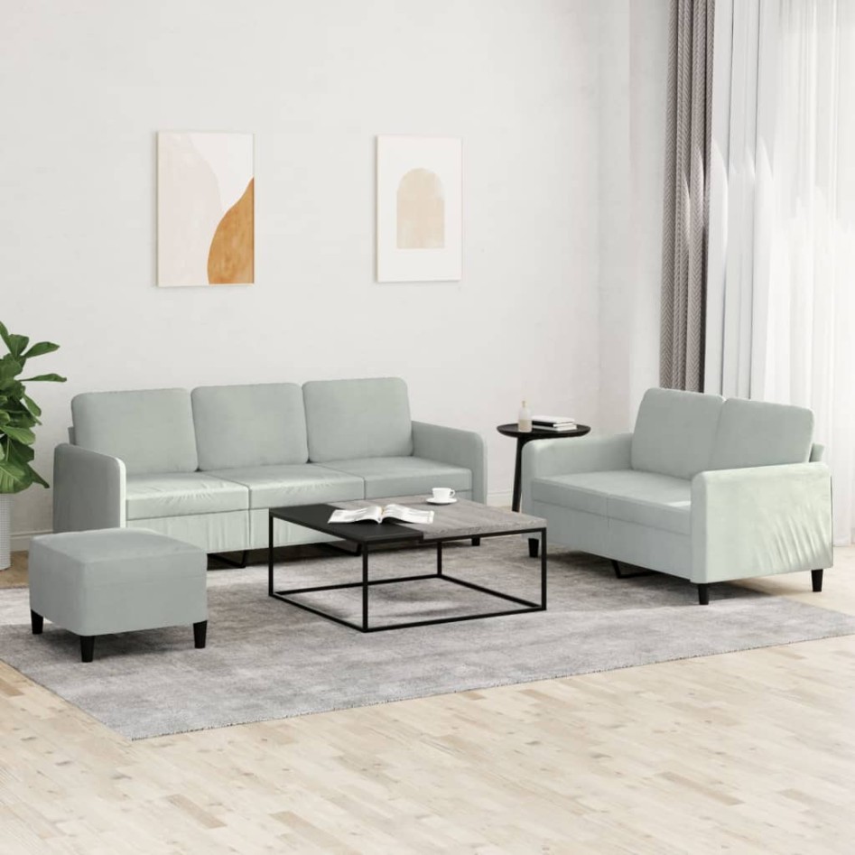 Juego de sofás 3 piezas terciopelo gris