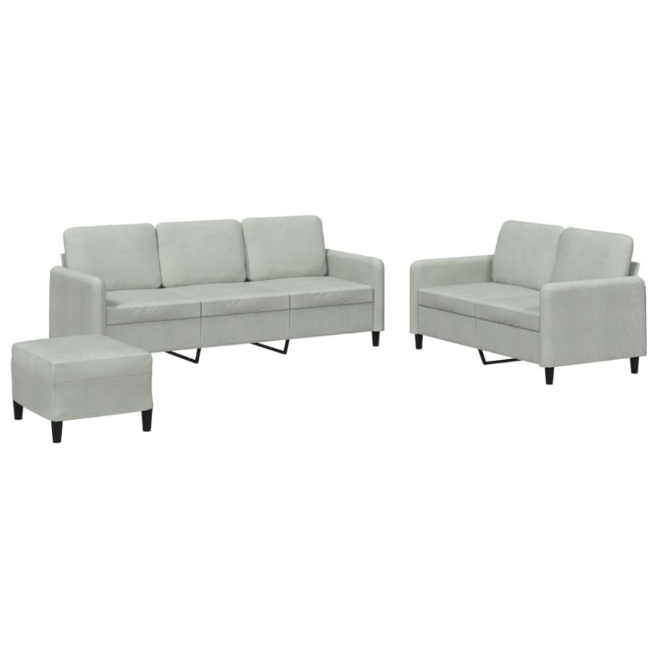 Juego de sofás 3 piezas terciopelo gris