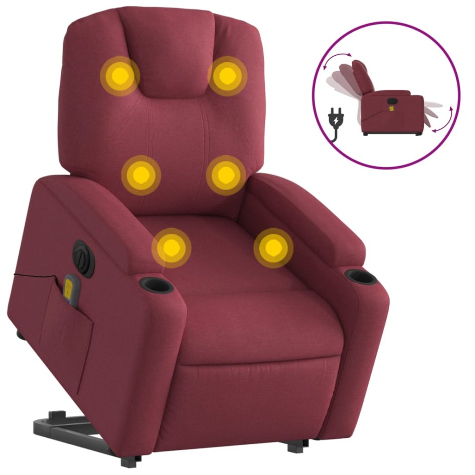 Sillón de masaje elevable eléctrico tela rojo