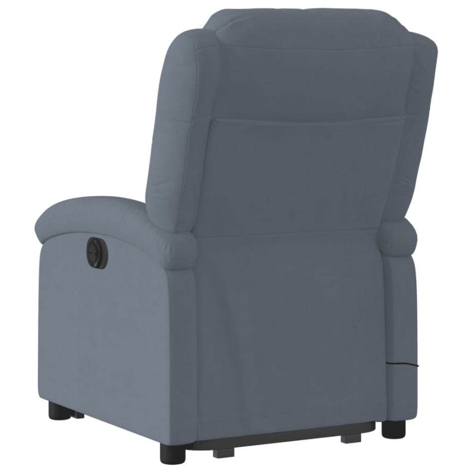 Sillón de masaje reclinable elevable terciopelo gris