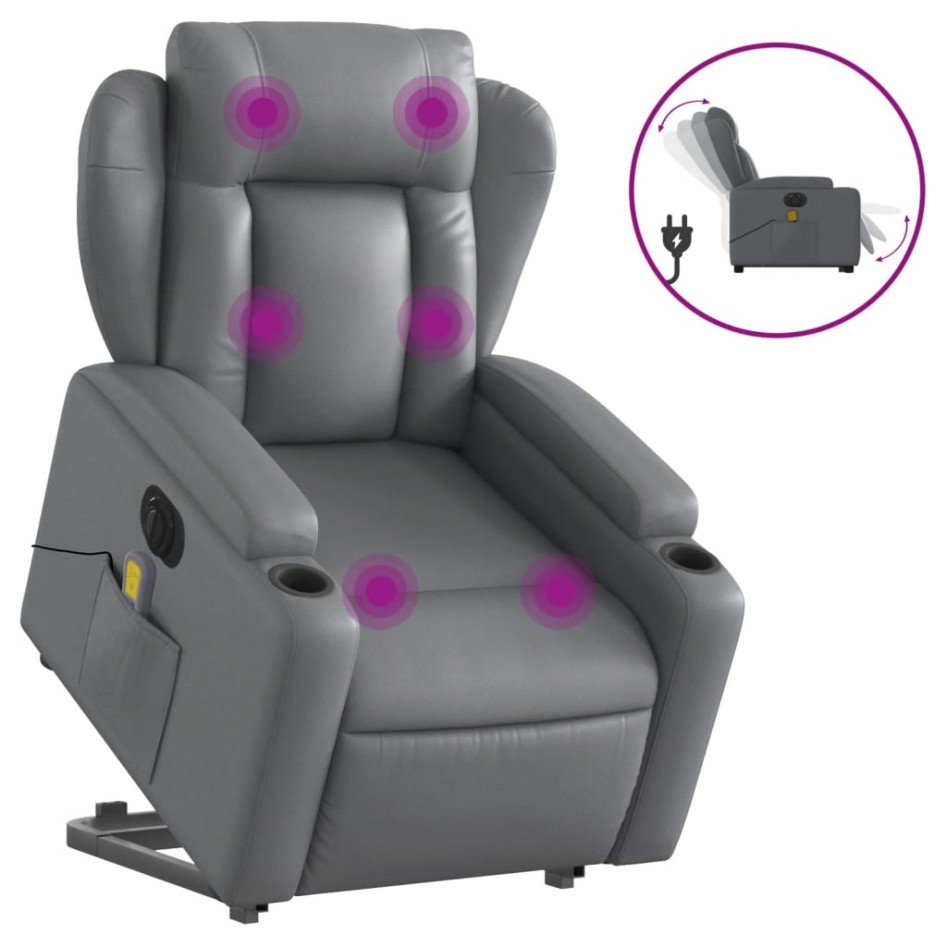 Sillón de masaje elevable eléctrico cuero sintético