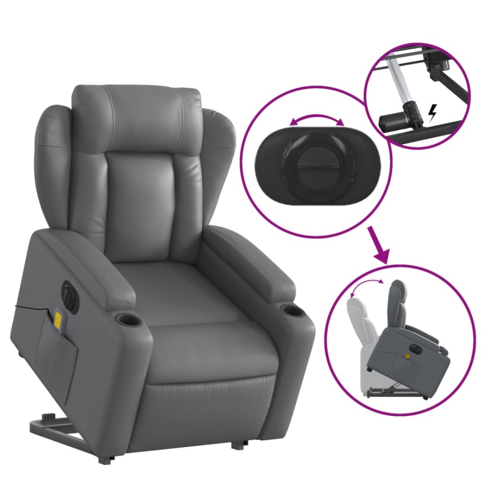 Sillón de masaje elevable eléctrico cuero sintético