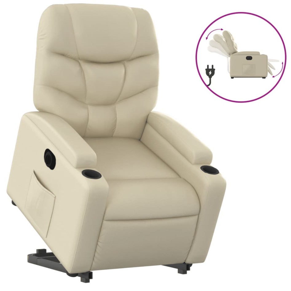 Sillón reclinable elevable eléctrico de cuero sintético