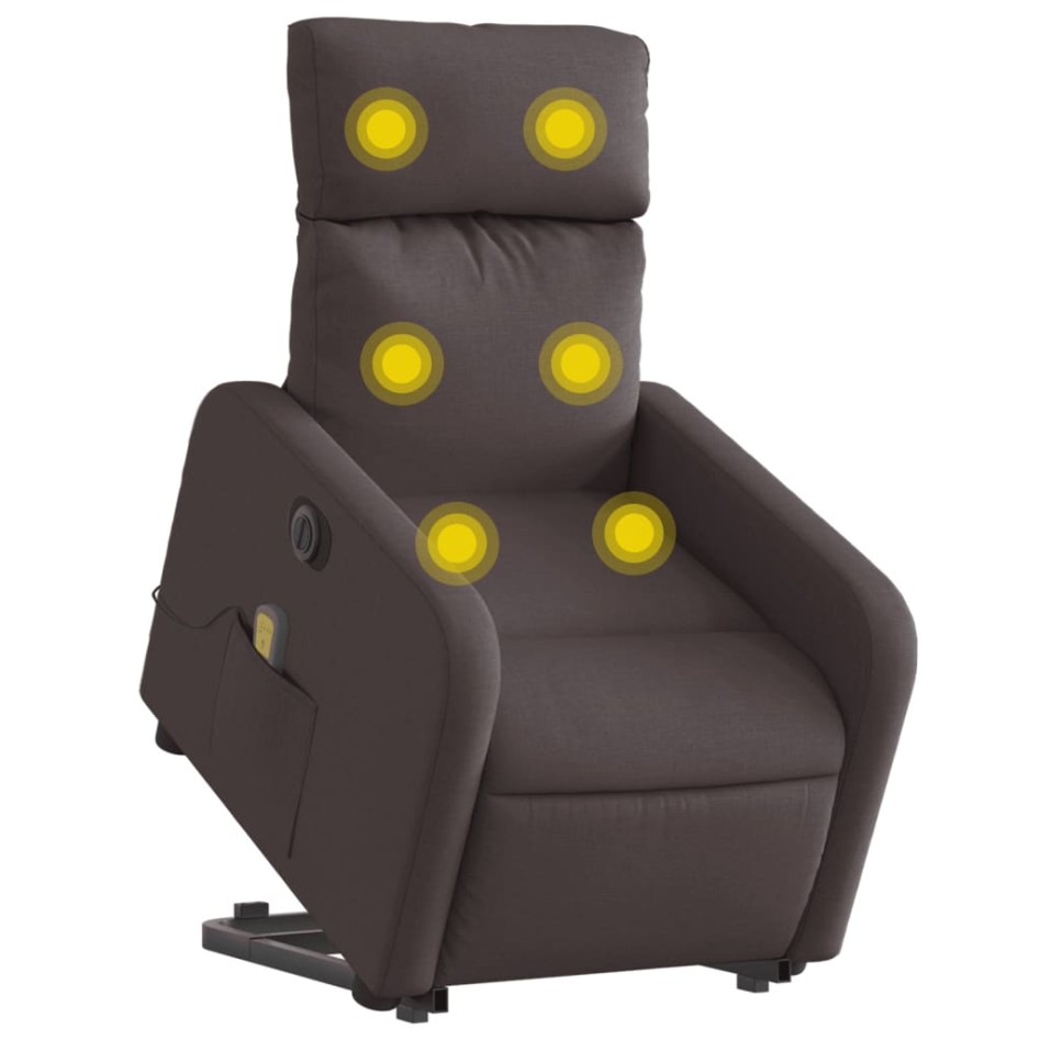 Sillón masaje eléctrico reclinable elevable tela marrón