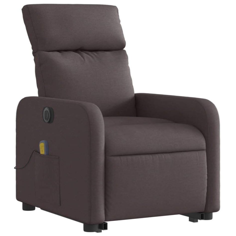 Sillón masaje eléctrico reclinable elevable tela marrón