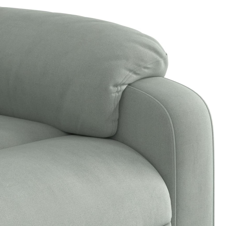 Sillón de masaje reclinable elevable terciopelo gris