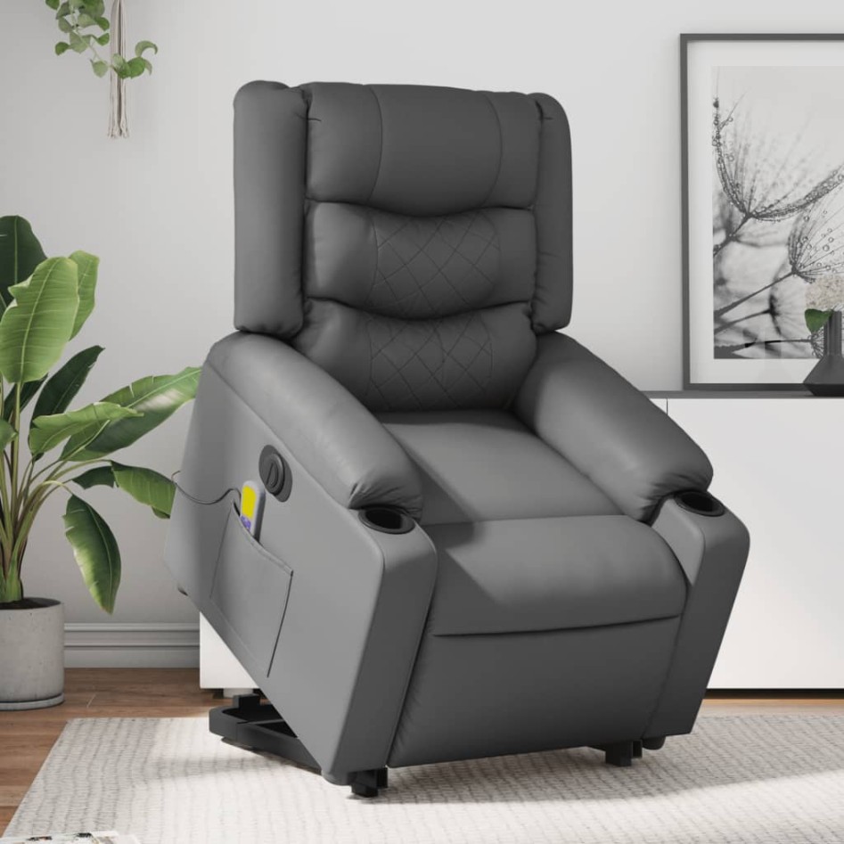 Sillón de masaje elevable eléctrico cuero sintético