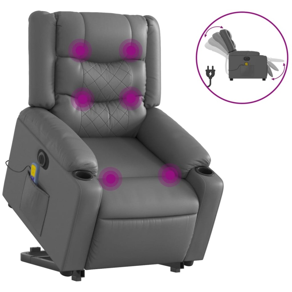 Sillón de masaje elevable eléctrico cuero sintético