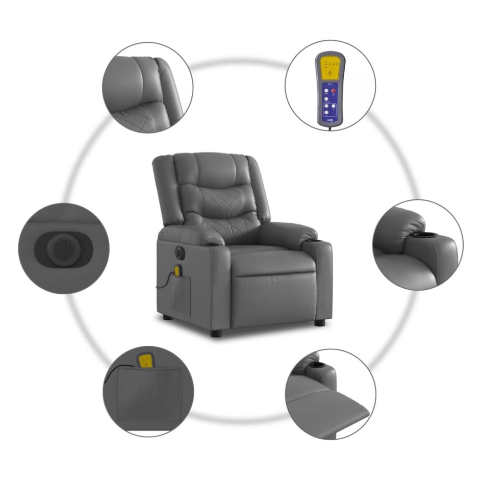 Sillón de masaje elevable eléctrico cuero sintético