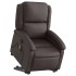 Sillón reclinable masaje elevable cuero auténtico marrón
