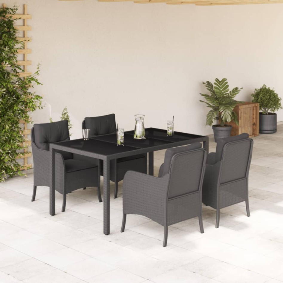 Set de muebles jardín 5 pzas con cojines ratán sintético