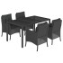 Set de muebles jardín 5 pzas con cojines ratán sintético