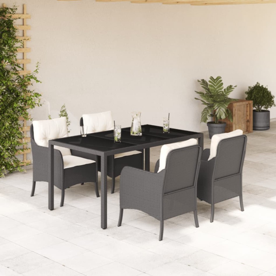 Set de muebles jardín 5 pzas con cojines ratán sintético