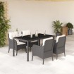 Set de muebles jardín 5 pzas con cojines ratán sintético negro