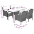 Set comedor de jardín 5 piezas con cojines ratán sintético