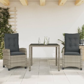 Set comedor de jardín 3 piezas con cojines ratán sintético