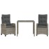Set comedor de jardín 3 piezas con cojines ratán sintético