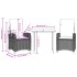 Set comedor de jardín 3 piezas y cojines ratán sintético
