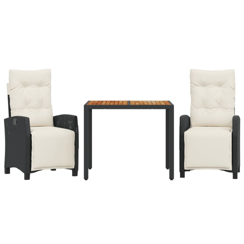 Set comedor de jardín 3 pzas con cojines ratán sintético