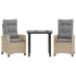 Set comedor de jardín 3 pzas con cojines ratán sintético