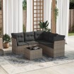 Set de muebles de jardín 6 pzas y cojines ratán sintético gris