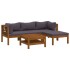 Muebles de jardín 5 pzas cojines madera maciza de